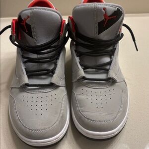 Gray and Red Athletic Sneakers